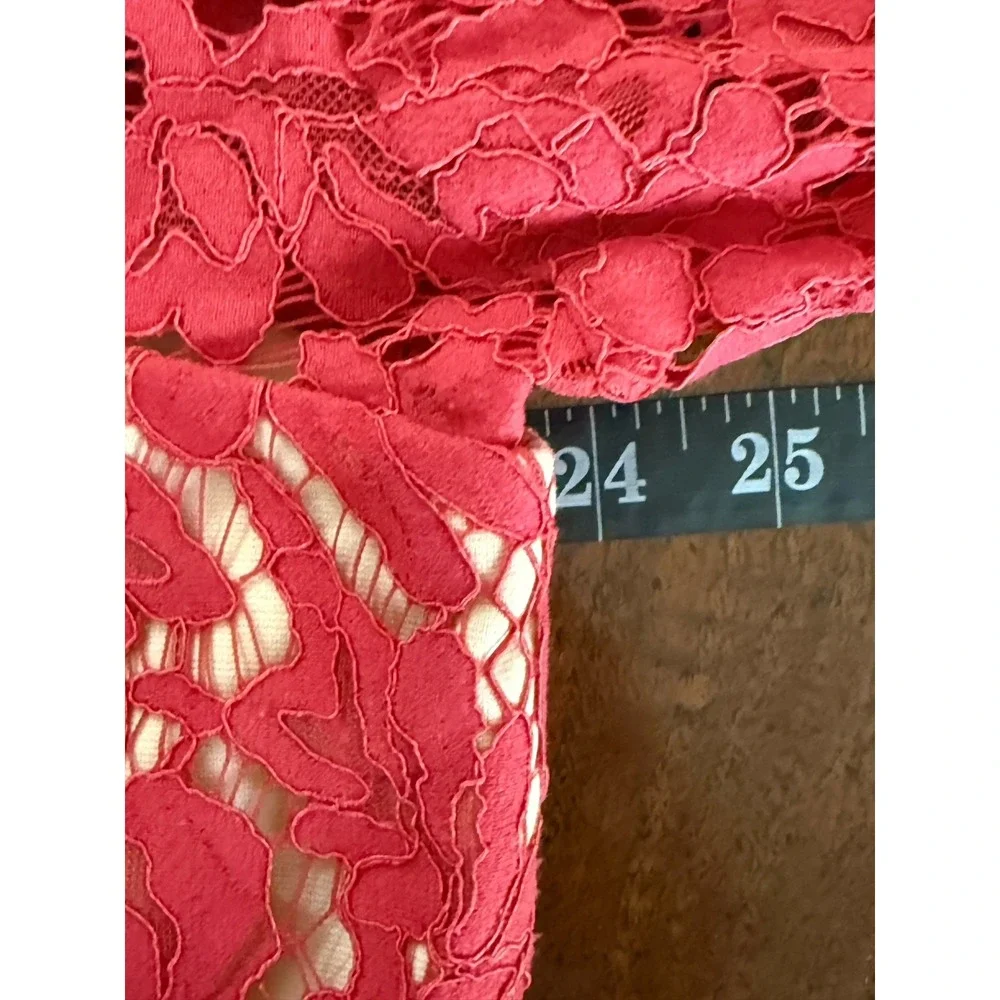 City Chic Lace Whisper Dress Sz XL 22 Raspberry Nude Midi Wedding Guest Sexy NWT